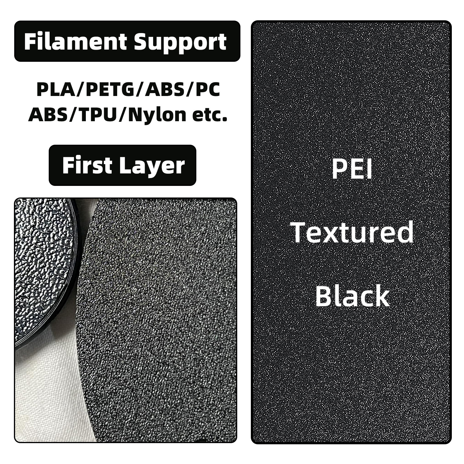 IdeaFormer Double-Sided Textured PEI Printing Sheet， Black PEI Plate Spring Steel Build Plate For Creality K2 Plus