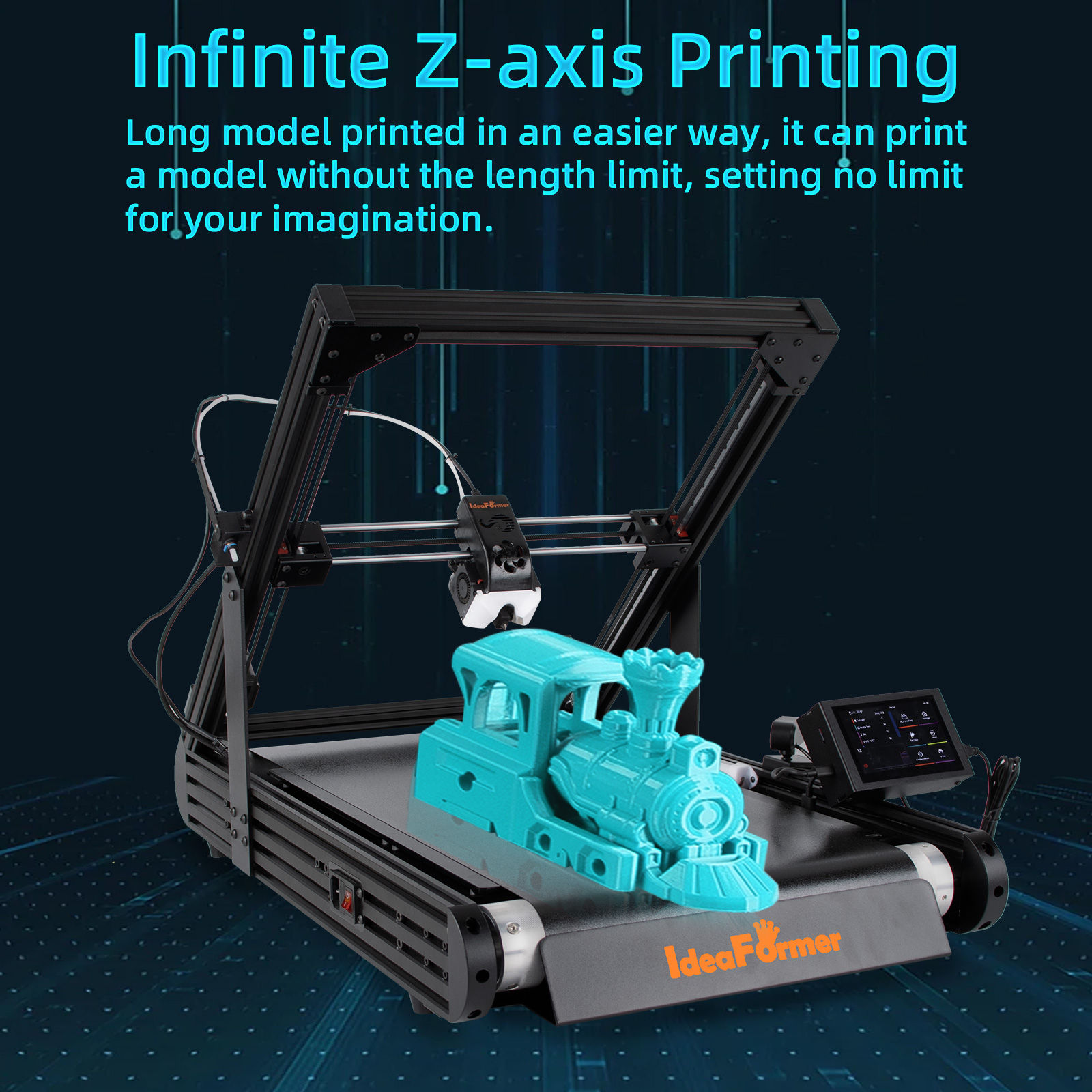 IdeaFormer IR3 V2 Limited Second-hand Machines，Infinite Z-Axis Steel Conveyor Belt 3D Printer，Shipping to US Addresses only